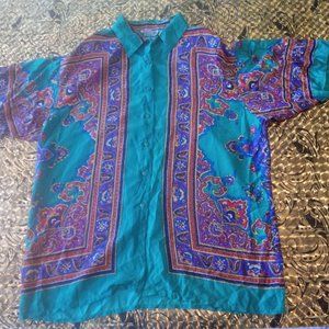 Multicolor Design Shirt 100% Silk